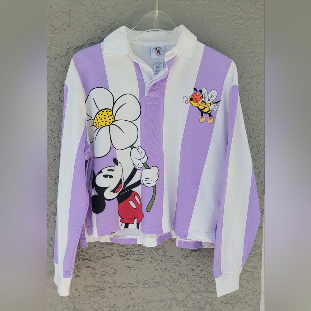 Disney Women's Purple and White Striped Top